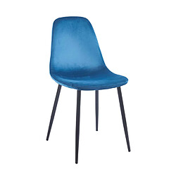 Hooma Lot de 4 chaises scandinaves confortables en velours et métal - Bleu pas cher