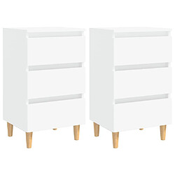 Maison Chic Lot de 2 Tables de chevet,Table de nuit,Table d'appoint pour salon avec pieds en bois Blanc 40x35x69 cm -MN45630