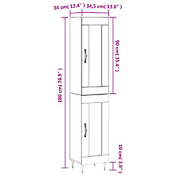 vidaXL Buffet haut Chêne fumé 34,5x34x180 cm Bois d'ingénierie pas cher