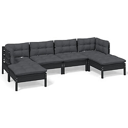 Maison Chic Salon de jardin 6 pcs + coussins - Mobilier/Meubles de jardin - Table et chaises d'extérieur Noir Bois de pin -MN35973