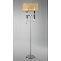 Luminaire Center Lampadaire Tiffany 3+3 Ampoules E27+G9, chrome poli avec Abat jour bronze & cristal transaparent