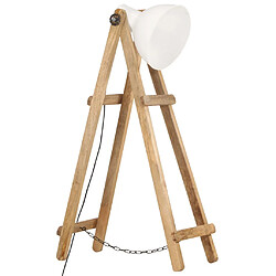 vidaXL Lampadaire Blanc E27 Bois de manguier massif