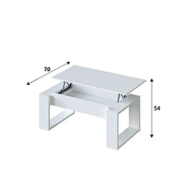 Avis Pegane Table Basse à plateau relevable coloris blanc artic - Longueur 102 x Profondeur 50 x Hauteur 43/54 cm