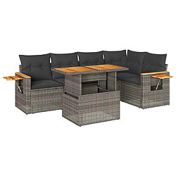 vidaXL Salon de jardin 5 pcs avec coussins gris résine tressée acacia