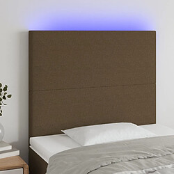 Maison Chic Tête de lit scandinave à LED,meuble de chambre Marron foncé 80x5x118/128 cm Tissu -MN91142