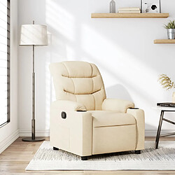 vidaXL Fauteuil inclinable Crème Tissu