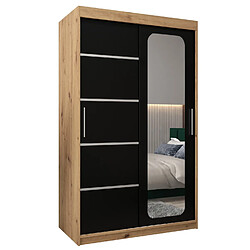 Abiks Meble Armoire PROMO V2 À Portes Coulissantes 200/120/62 2 Portes (Artisan/Noir)