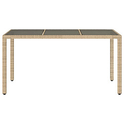 Avis vidaXL Table de jardin avec dessus en verre beige résine tressée