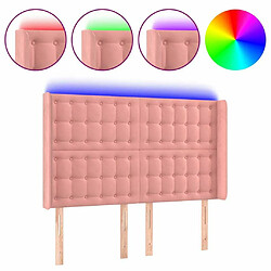 Maison Chic Tête de lit scandinave à LED,meuble de chambre Rose 147x16x118/128 cm Velours -MN17814