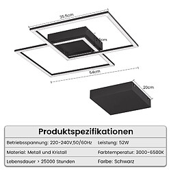 ZMH LED Ceiling Light 2 Modern Square Crystal Design Dimmable with Remote Control 52W pas cher