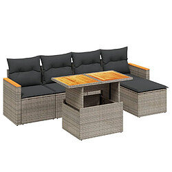 vidaXL Salon de jardin 6 pcs avec coussins gris résine tressée