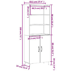 vidaXL Buffet haut Chêne marron 69,5x34x180 cm Bois d'ingénierie pas cher