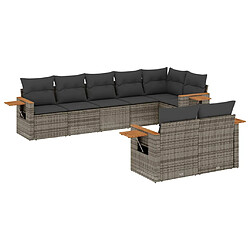 vidaXL Salon de jardin 8 pcs avec coussins gris résine tressée