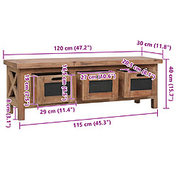 vidaXL Meuble TV avec 3 tiroirs 120x30x40 cm Bois d'acajou massif pas cher