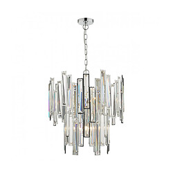 Luminaire Center Suspension Penelope Cristal,nickel poli 6 ampoules 57cm