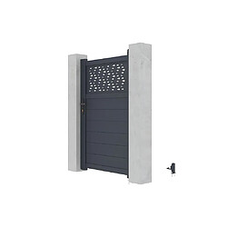 Acheter Vente-Unique Portillon battant aluminium semi plein à motifs L103 x H166 cm anthracite - BAZIO