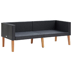 Maison Chic Canapé de jardin à 2 places avec coussins | Canapé d'extérieur | Fauteuil,Banquette Jardin Résine tressée Noir -MN72378 pas cher