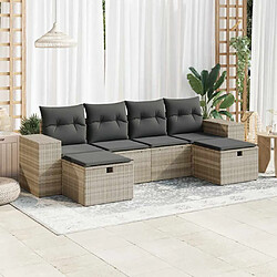 vidaXL Salon de jardin 6 pcs avec coussins gris clair résine tressée