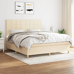 Maison Chic Lit adulte- Lit + matelas,Sommier à lattes de lit avec matelas Crème 180x200 cm Tissu -GKD23462