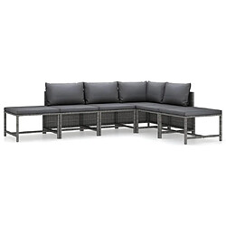 Maison Chic Salon de jardin 6 pcs + coussins - Mobilier/Meubles de jardin - Table et chaises d'extérieur Résine tressée Gris -MN19029