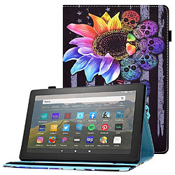 Etui en PU avec support, et porte-stylo pour votre Amazon Fire HD 10 (2015)/(2017)/(2019) - tournesol