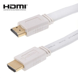 Wewoo Câble or et blanc Version 1.4, plaqué HDMI à HDMI 19Pin plat, support HD TV / XBOX 360 / PS3 Playstation 3 / projecteur / lecteur DVD etc, longueur: 1,5 m