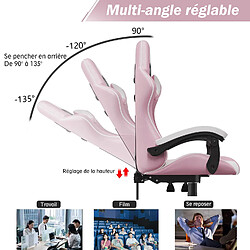 RATTANTREE Chaise de Gaming Ergonomique, Fauteuil gamer, Dossier Inclinable à 155, avec Lombaire&Appui-Tête Appui, chaise gamer, PU Cuir Chaise Bureau, fauteuil gamer, chaise bureau gaming, Rose Blanc