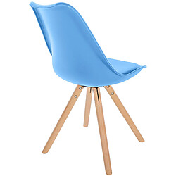 Decoshop26 Chaise de salle à manger x1 style scandinave assise en plastique bleu et pieds ronds en bois clair 10_0001450 pas cher