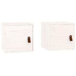 Maison Chic Lot de 2 Armoires murales,Meuble de Rangement,Armoire Suspendue Blanc 31,5x30x30 cm Bois de pin massif -MN40248