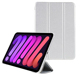 Etui en PU + TPU texture soie, antichoc avec support tri-pliure argent pour votre iPad mini (2021)