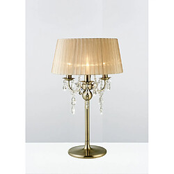 Luminaire Center Lampe de Table Olivia avec Abat jour bronze 3 Ampoules laiton antique/cristal