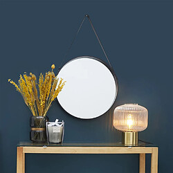 The Home Deco Factory Miroir rond avec anse en PU 40 cm.