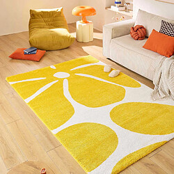 Jardindeco Tapis intérieur à poils longs Swing 385 jaune 160 x 230 cm.