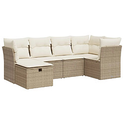 vidaXL Salon de jardin avec coussins 6 pcs beige résine tressée