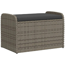 Maison Chic Banc de rangement | Meuble de rangement d'Entrée | Coffres d'Intérieur avec coussin gris 80x51x52 cm résine tressée -MN72373