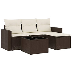 vidaXL Salon de jardin avec coussins 5 pcs marron résine tressée