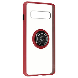 Avizar Coque pour Samsung Galaxy S10 Bi-matière Bague Métallique Support Vidéo rouge