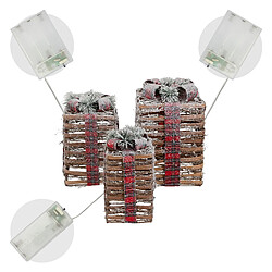 Avis Ecd Germany Lot de 3 boîtes cadeaux LED en rotin éclaraige blanc chaud décoration de Noël