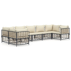 Maison Chic Salon de jardin 7 pcs + coussins - Mobilier/Meubles de jardin - Table et chaises d'extérieur anthracite résine tressée -MN61489