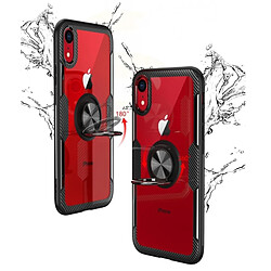 Wewoo Coque Etui de protection magnétique avec support bague rotation 360 degrés pour iPhone XR (argent noir) pas cher