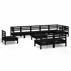 Maison Chic Salon de jardin 10 pcs - Table et chaises d'extérieur - Mobilier/Meubles de jardin Moderne Bois de pin massif Noir -MN68505