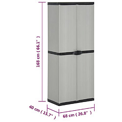 vidaXL Armoire de rangement de jardin 3 étagères Gris/noir 68x40x168cm pas cher