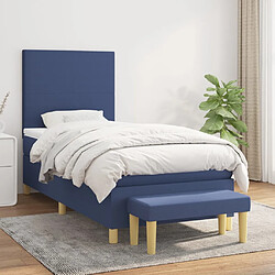 vidaXL Sommier à lattes de lit avec matelas Bleu 90x190 cm Tissu