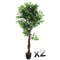 Pegane Lot de 2 plantes artificielles Ficus Pot, Hauteur 180 cm