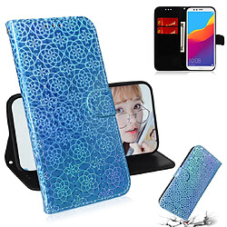 Wewoo Housse Coque Pour Huawei Y6 2018 / Honor 7A Couleur unie Boucle magnétique colorée Flip horizontal en cuir PU avec support et fentes cartes et portefeuille et lanière bleu