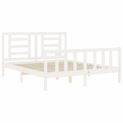 Maison Chic Lit adulte - Cadre Structure de lit avec tête de lit Contemporain blanc 160x200 cm bois massif -MN43386 pas cher