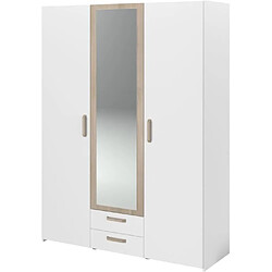 PARISOT Armoire DREAM 3 portes - Panneau de particules - Miroir - Décor blanc - L150 x H200 x P52 cm