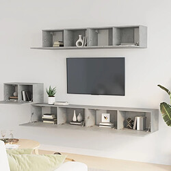 Avis Maison Chic Ensemble de meubles TV 5 pcs | Banc TV Moderne pour salon | Meuble de Rangement - Gris béton Bois d'ingénierie -MN98407