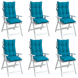 Avis vidaXL Coussins de chaise à dossier haut lot de 6 bleu clair