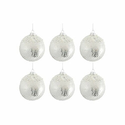 Paris Prix Lot de 6 Boules de Noël Perle 29cm Argent & Blanc